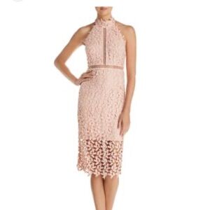 Bardot Pink Lace Halter Dress